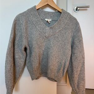 Gray V-Neck Women's Sweater